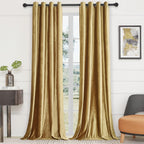 Champagne Velvet Curtains 108 Inch Length 2 Panels