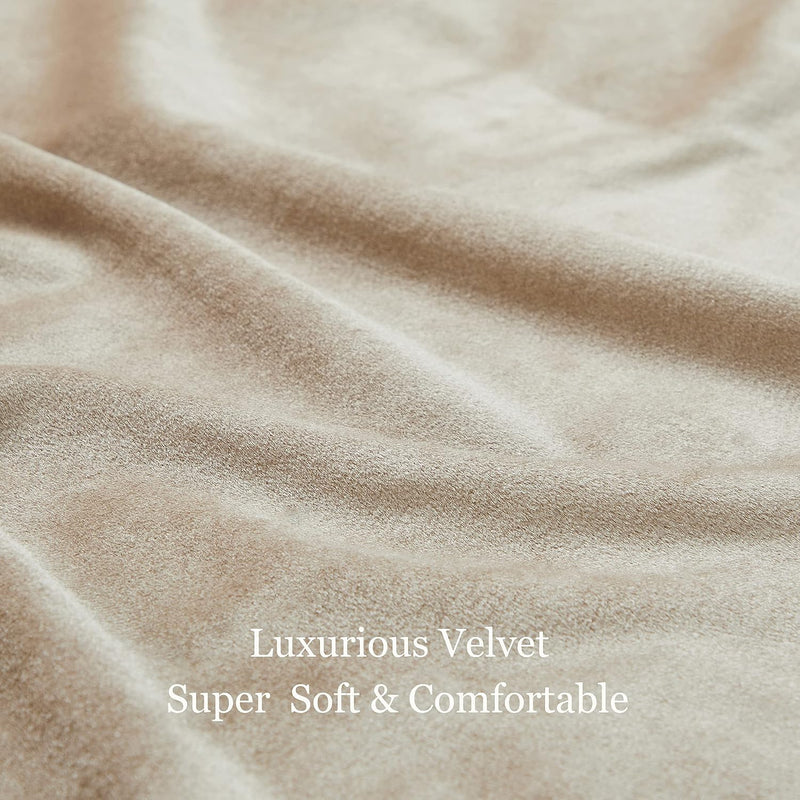 Champagne Velvet Curtains 108 Inch Length 2 Panels