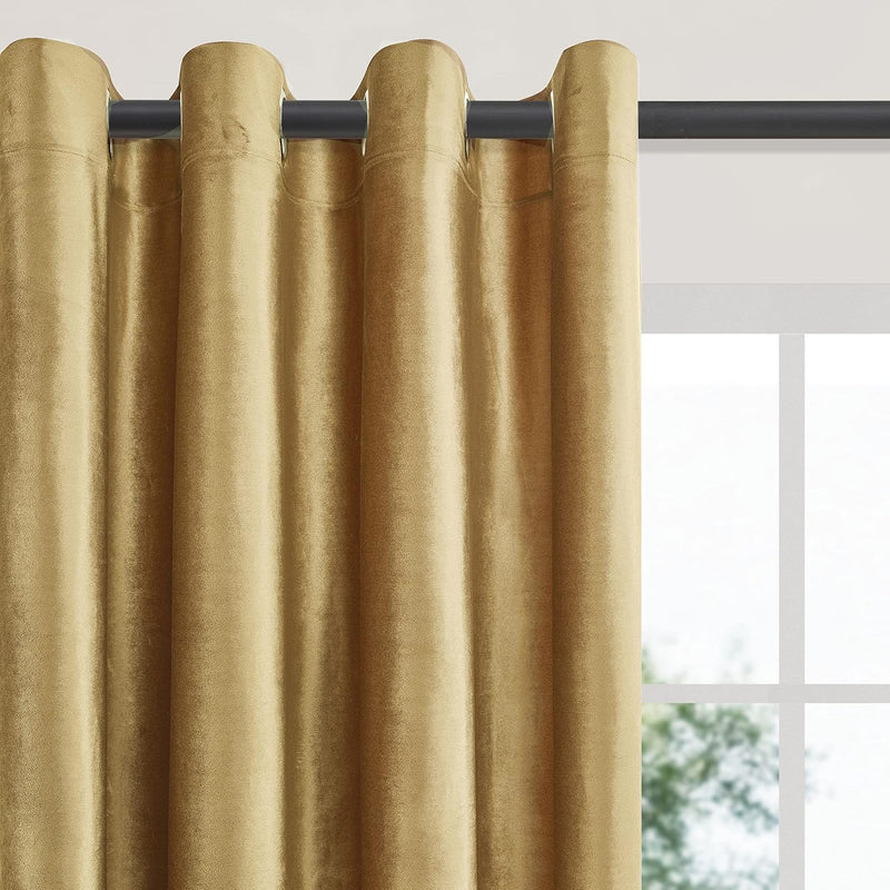 Champagne Velvet Curtains 108 Inch Length 2 Panels