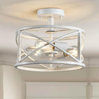 Crystal Leaf Chandelier 3-Light Vintage Farmhouse Industrial