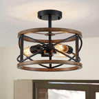 Chandelier 3-Light Vintage Farmhouse Industrial Semi-Flush