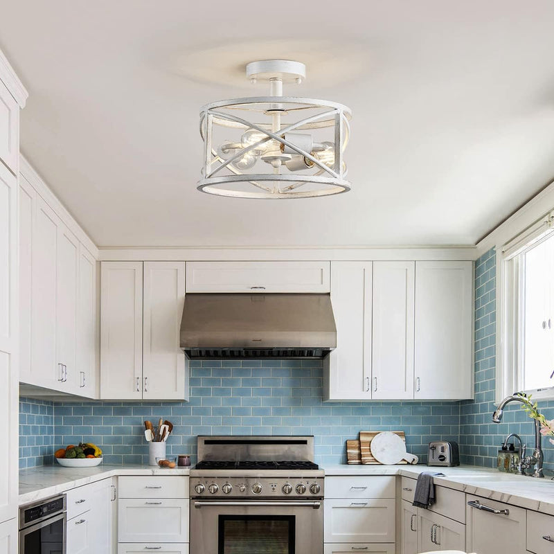 Chandelier 3-Light Vintage Farmhouse Industrial Semi-Flush