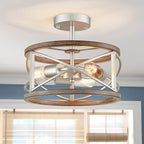 Chandelier 3-Light Vintage Farmhouse Industrial Semi-Flush