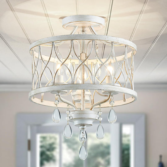 Chandelier 3-Light Vintage Farmhouse Industrial Semi-Flush