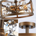 Chandelier 3-Light Vintage Farmhouse Industrial Semi-Flush