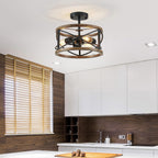 Chandelier 3-Light Vintage Farmhouse Industrial Semi-Flush