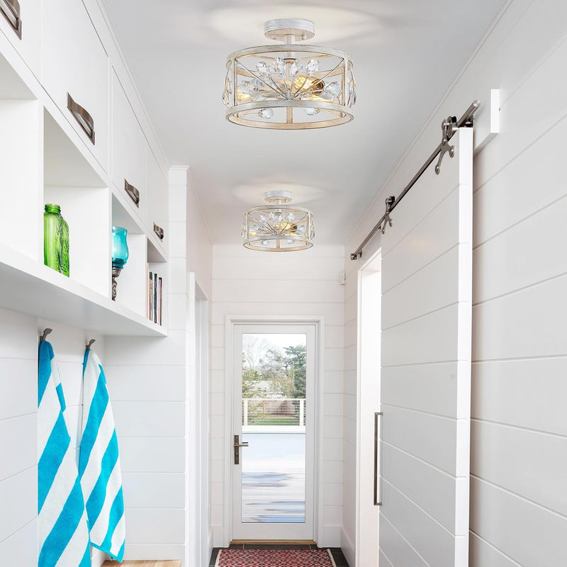 Chandelier 3-Light Vintage Farmhouse Industrial Semi-Flush