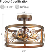 Chandelier 3-Light Vintage Farmhouse Industrial Semi-Flush
