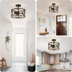 Chandelier 3-Light Vintage Farmhouse Industrial Semi-Flush