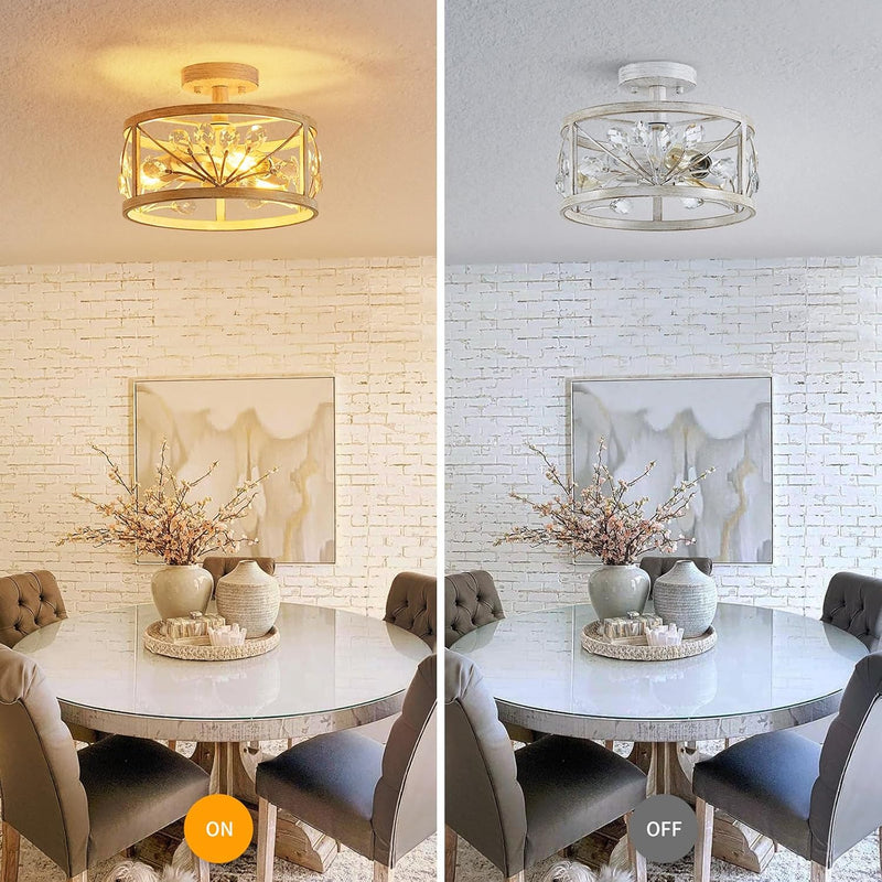 Chandelier 3-Light Vintage Farmhouse Industrial Semi-Flush