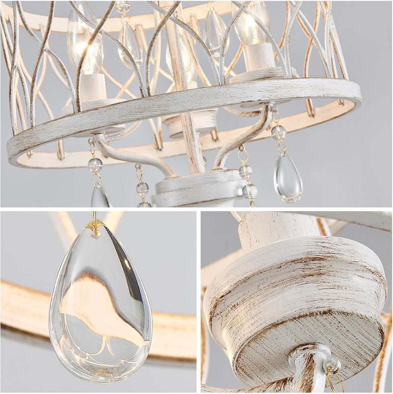 Chandelier 3-Light Vintage Farmhouse Industrial Semi-Flush