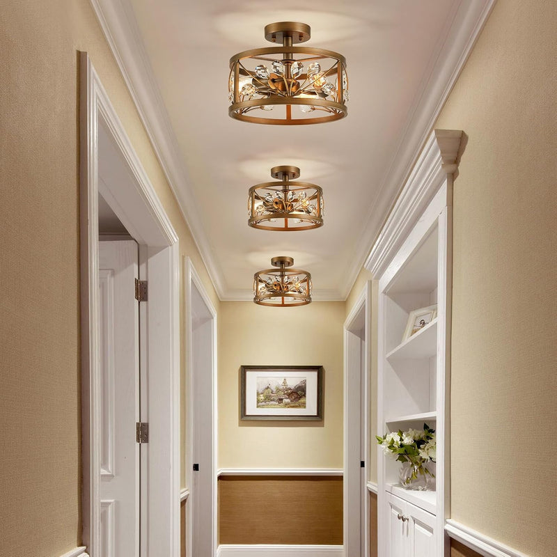 Chandelier 3-Light Vintage Farmhouse Industrial Semi-Flush