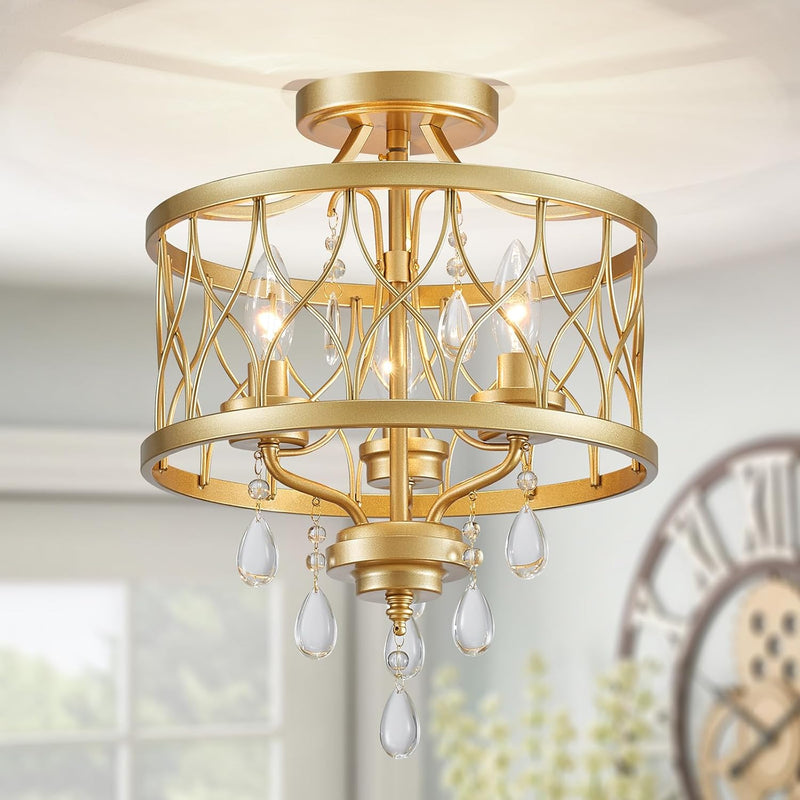 Chandelier 3-Light Vintage Farmhouse Industrial Semi-Flush Mount