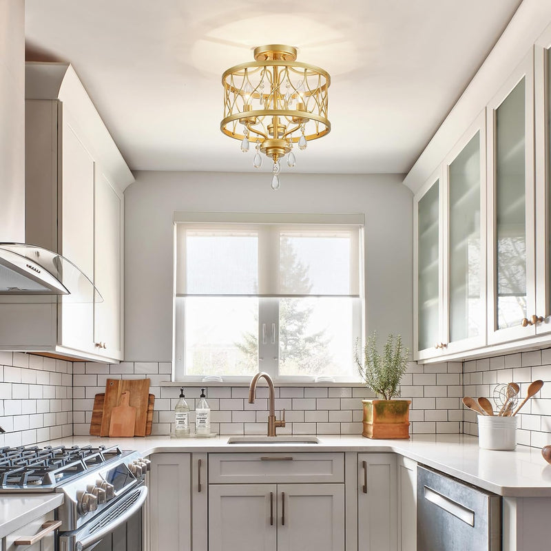 Chandelier 3-Light Vintage Farmhouse Industrial Semi-Flush Mount