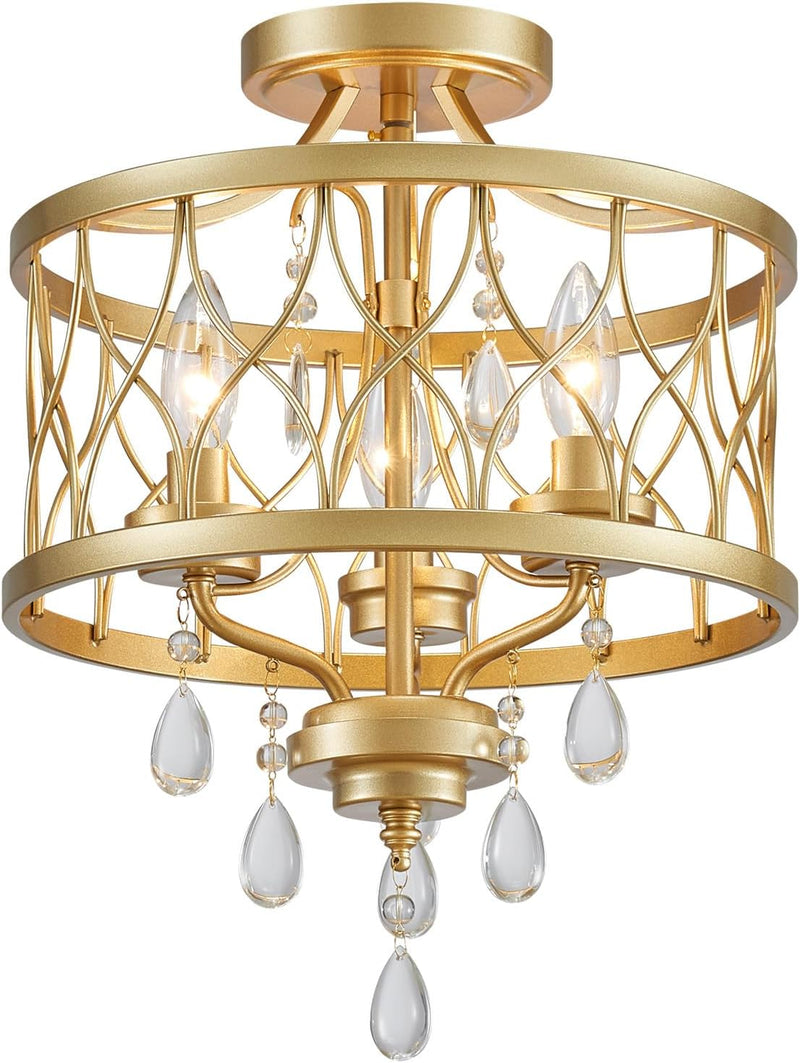 Chandelier 3-Light Vintage Farmhouse Industrial Semi-Flush Mount
