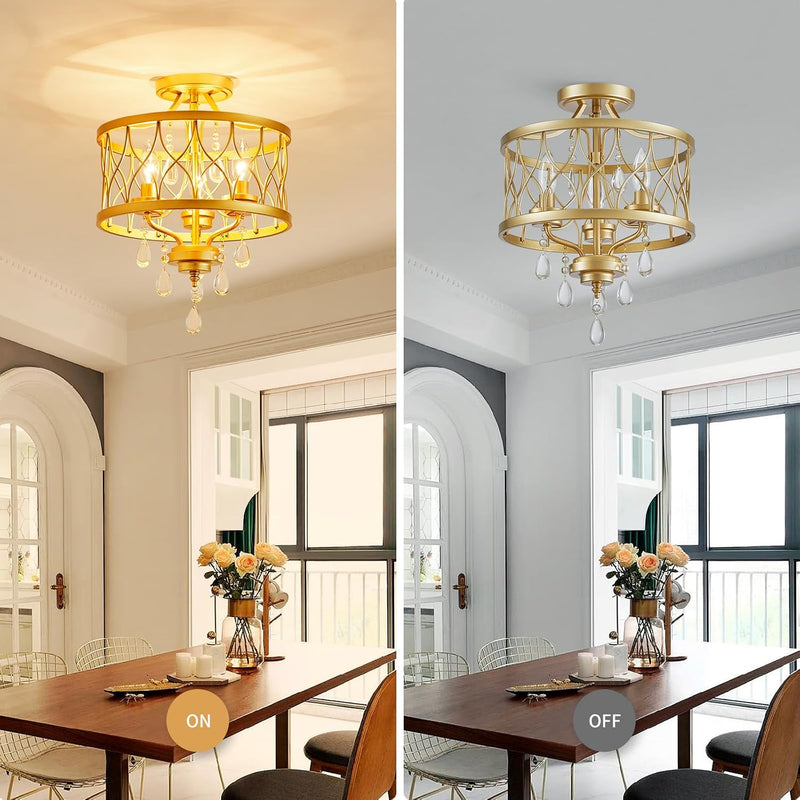 Chandelier 3-Light Vintage Farmhouse Industrial Semi-Flush Mount