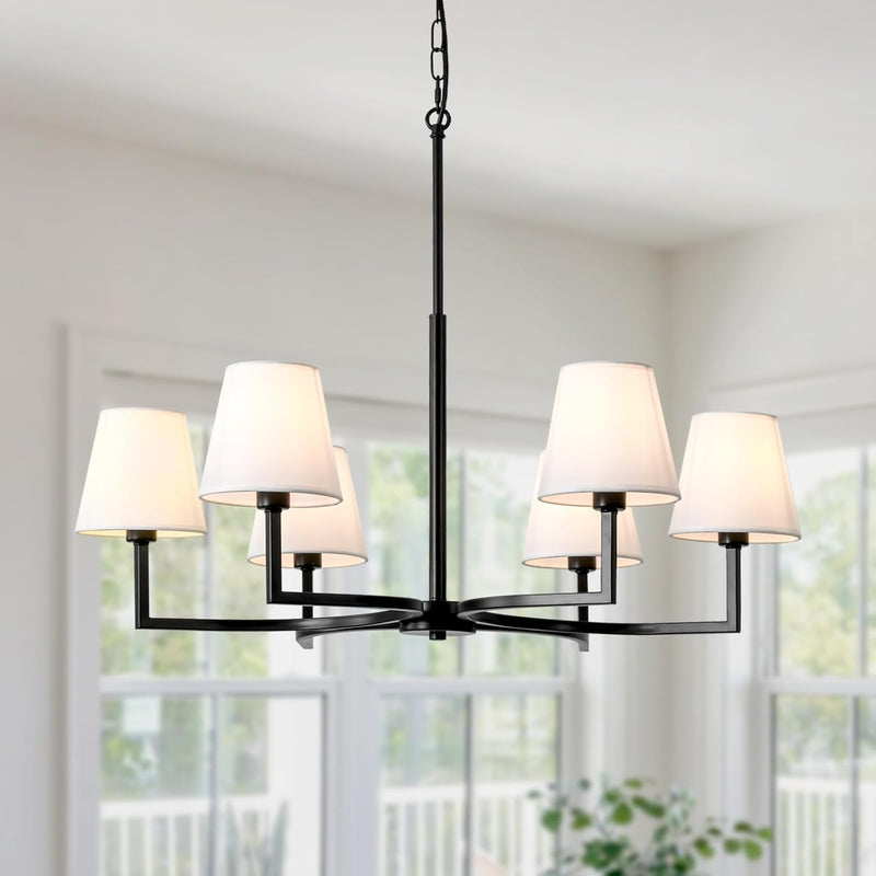 4- Chandelier for Living Room Fabric Shade Modern