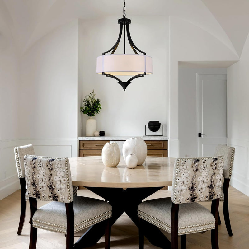 4- Chandelier for Living Room Fabric Shade Modern