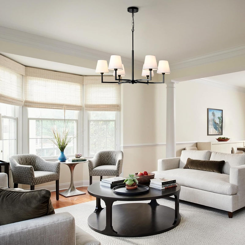 4- Chandelier for Living Room Fabric Shade Modern