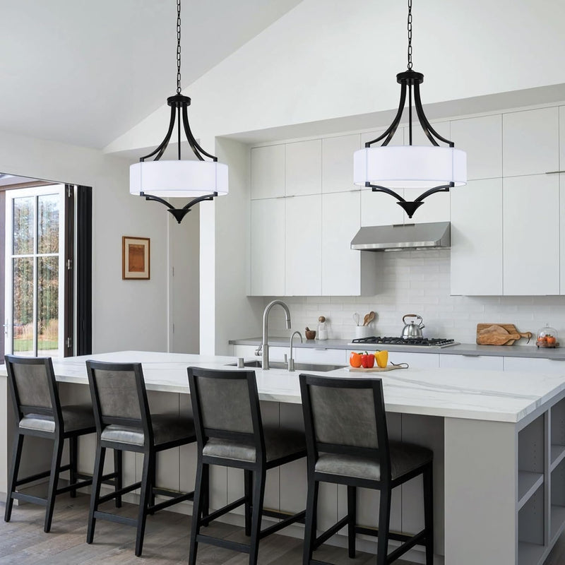 4- Chandelier for Living Room Fabric Shade Modern