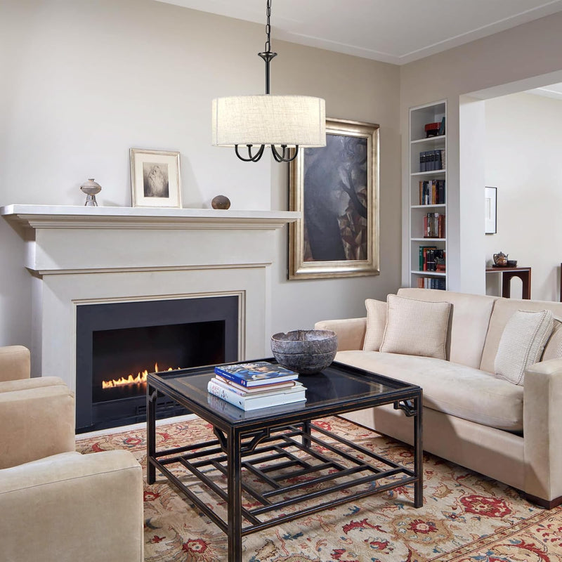4- Chandelier for Living Room Fabric Shade Modern