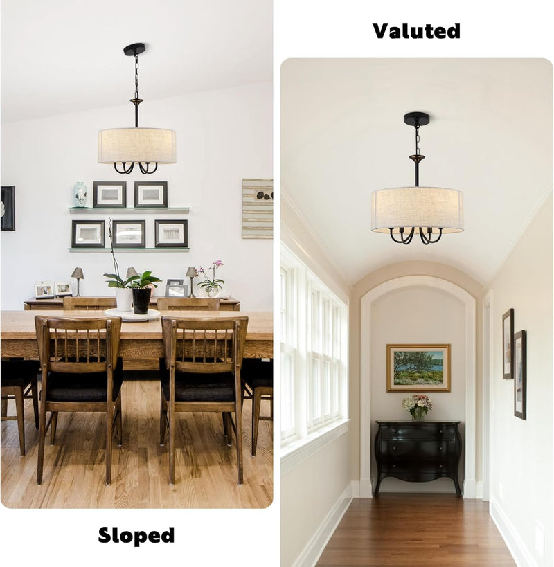 4- Chandelier for Living Room Fabric Shade Modern