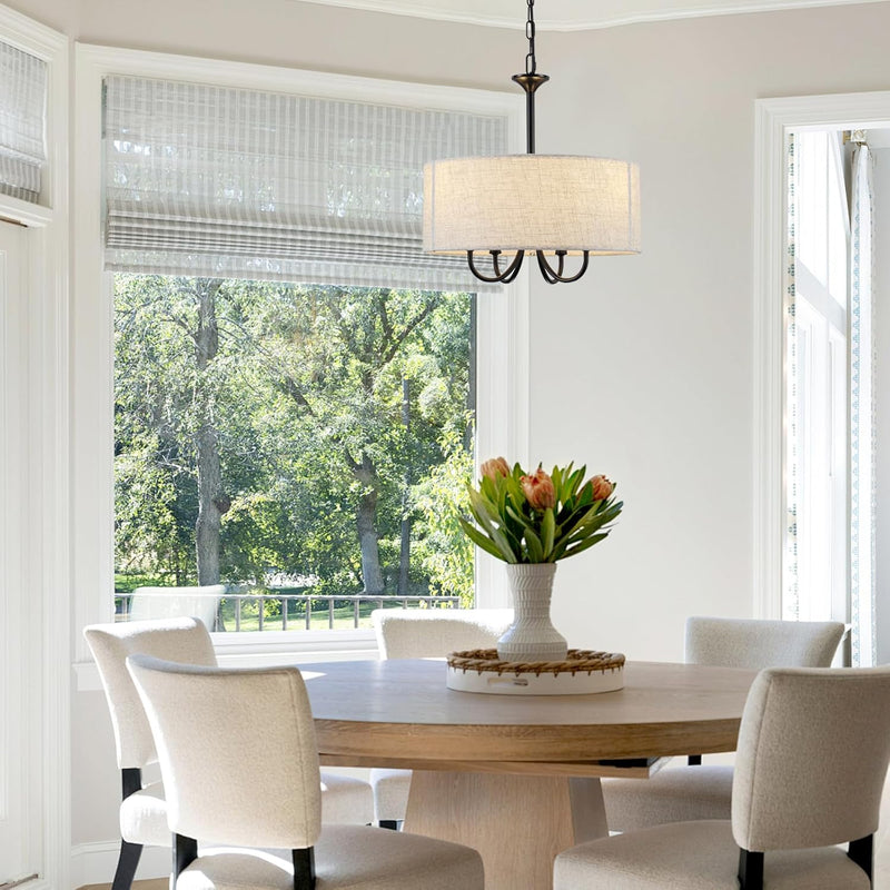 4- Chandelier for Living Room Fabric Shade Modern