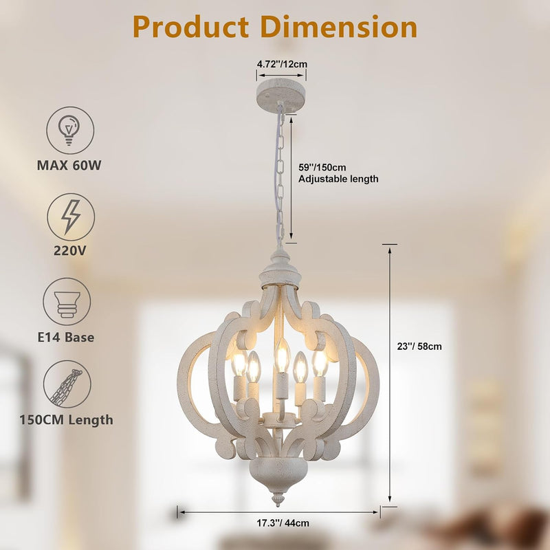 Chandelier 5-Light Vintage Rustic Chandeliers Ceiling Light