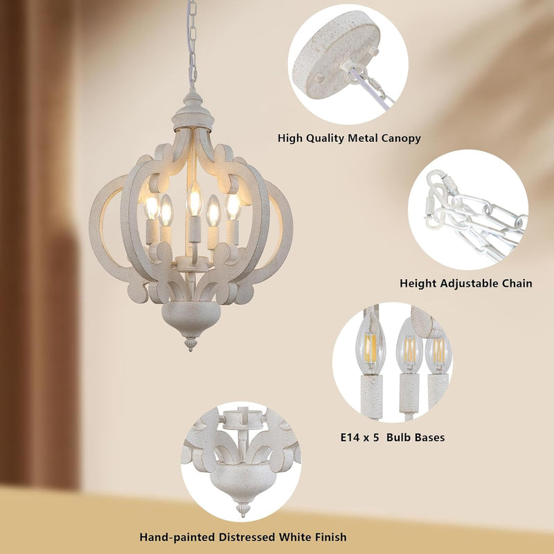 Chandelier 5-Light Vintage Rustic Chandeliers Ceiling Light