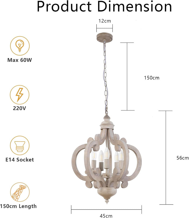 Chandelier 5-Light Vintage Rustic Chandeliers Ceiling Light