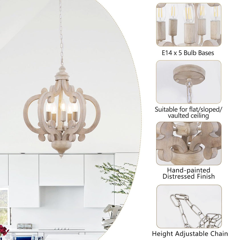 Chandelier 5-Light Vintage Rustic Chandeliers Ceiling Light