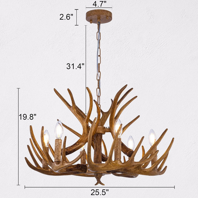 Chandelier 6 Light 25 Inches Dia American Rural