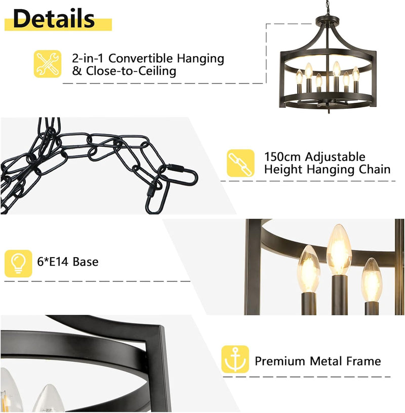 Chandelier 6 Lights Modern Farmhouse Chandeliers Ceiling Light