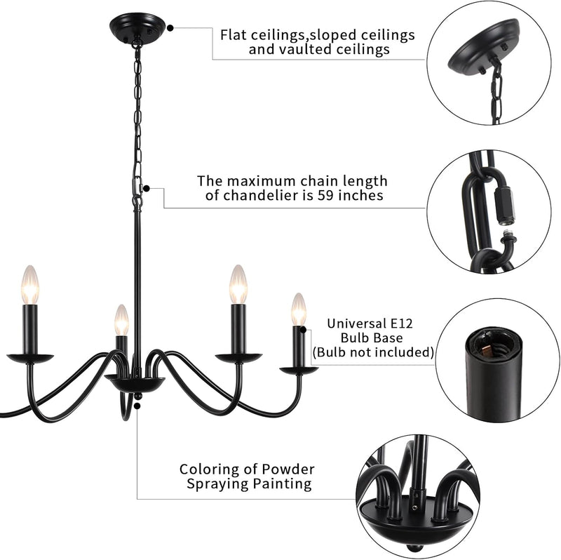 Chandelier 8-Light Farmhouse Chandeliers Ceiling Light E14