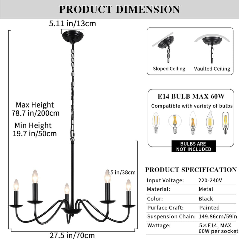 Chandelier 8-Light Farmhouse Chandeliers Ceiling Light E14