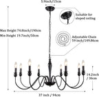 Chandelier 8-Light Farmhouse Chandeliers Ceiling Light E14