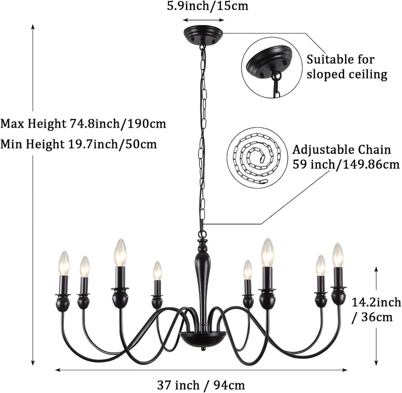 Chandelier 8-Light Farmhouse Chandeliers Ceiling Light E14