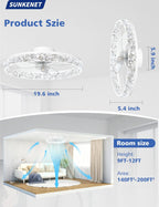 Chandelier Ceiling Fan with Lights and Remote 36