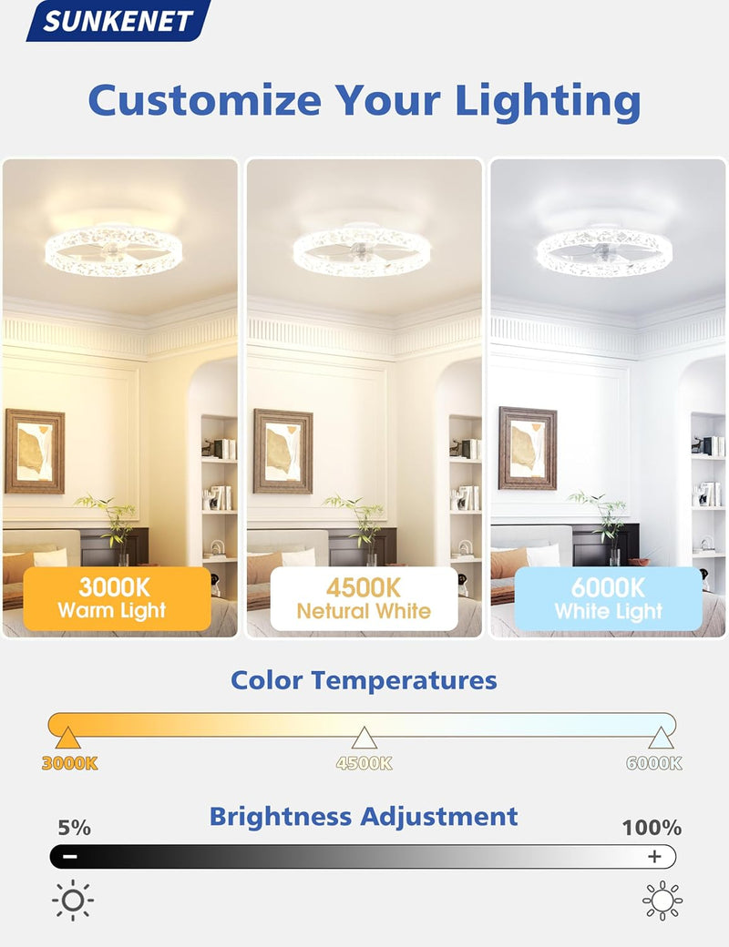 Chandelier Ceiling Fan with Lights and Remote 36