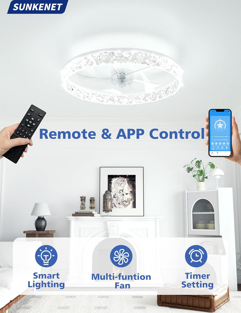 Chandelier Ceiling Fan with Lights and Remote 36