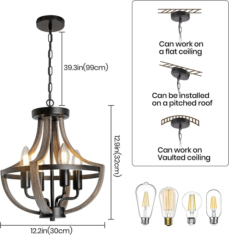 Chandelier Ceiling Light 4-Light Vintage Pendant Lights