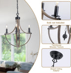 Chandelier Ceiling Light 4-Light Vintage Pendant Lights