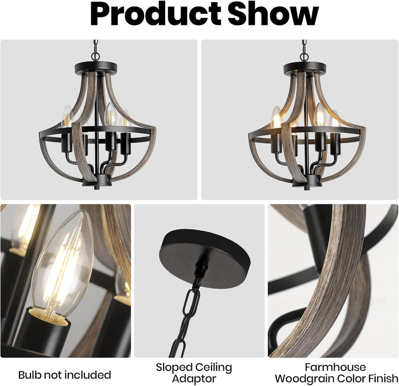 Chandelier Ceiling Light 4-Light Vintage Pendant Lights