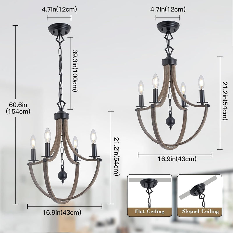 Chandelier Ceiling Light 4-Light Vintage Pendant Lights