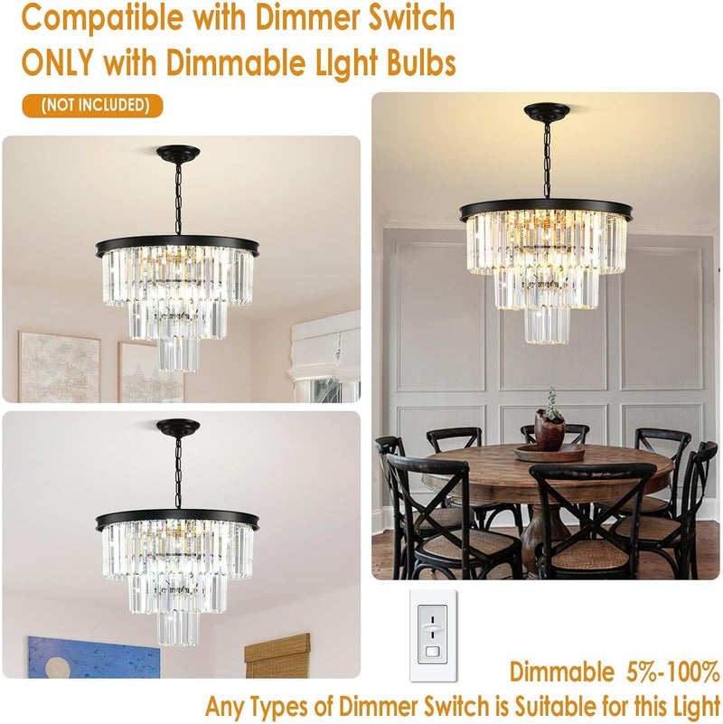Chandelier Ceiling Lights Modern Crystal Round
