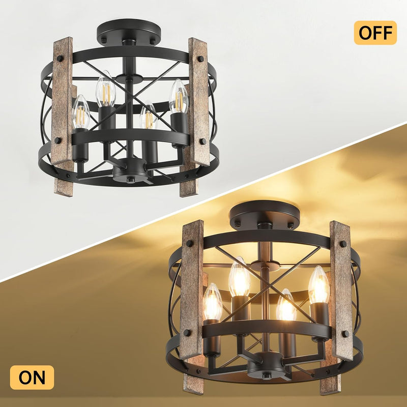 Chandelier Industrial Ceiling Lights 4 Hallway Farmhouse Wood
