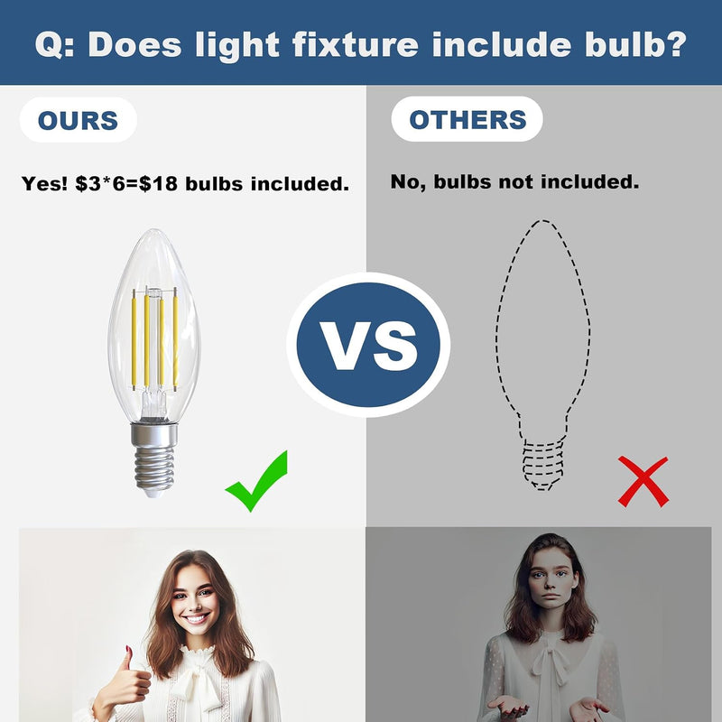 Chandelier Light Fixture: 6-Light Modern Farmhouse Dining Room
