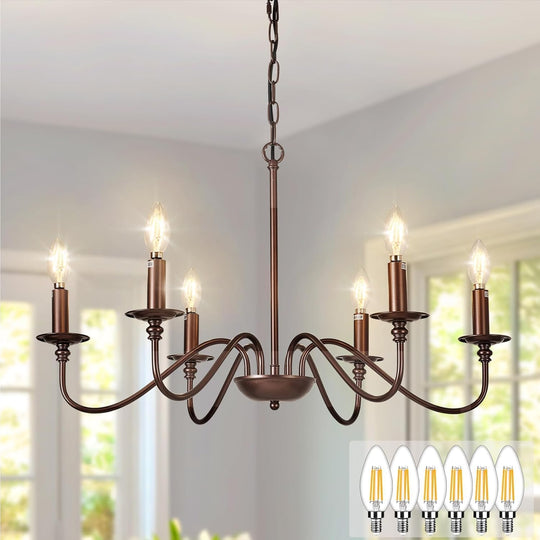 Chandelier Light Fixture: 6-Light Modern Farmhouse Dining Room