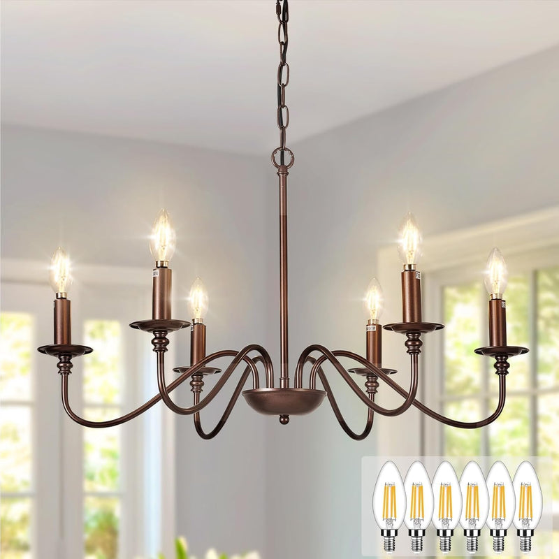 Chandelier Light Fixture: 6-Light Modern Farmhouse Dining Room