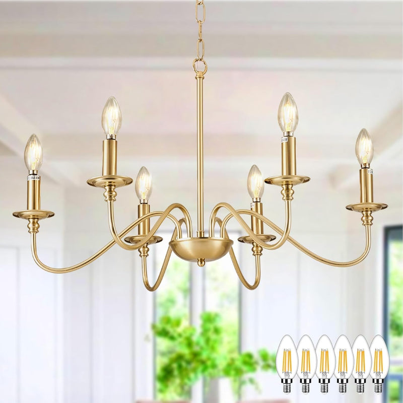 Chandelier Light Fixture: 6-Light Modern Farmhouse Dining Room